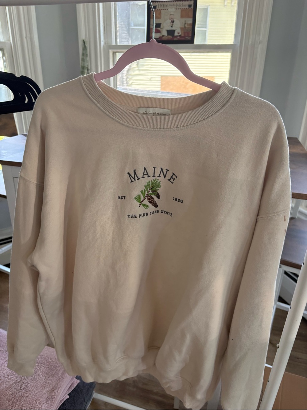 State of Mind Cream Maine Graphic Crewneck Sweatshirt